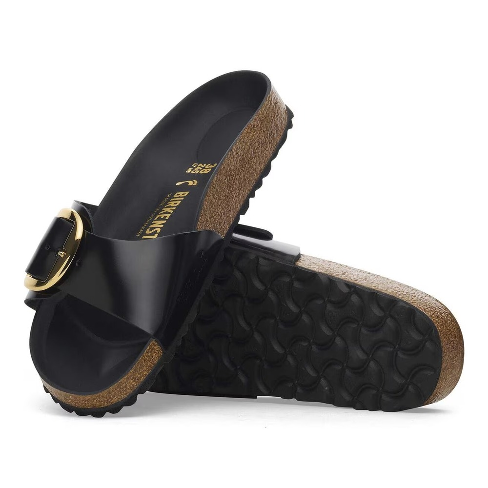 Birkenstock Madrid Big Buckle Womens EU 38 US 7 High Shine Black Leather Patent